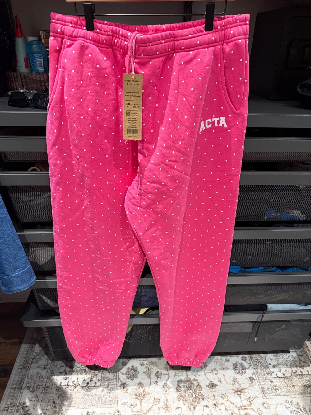 ACTA Pink Polka Dot Fleece Jogger Pants
